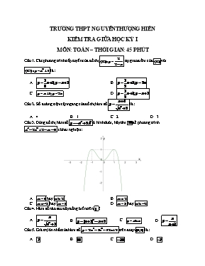 Kiểm tra giữa học kỳ I - Môn Toán 12
